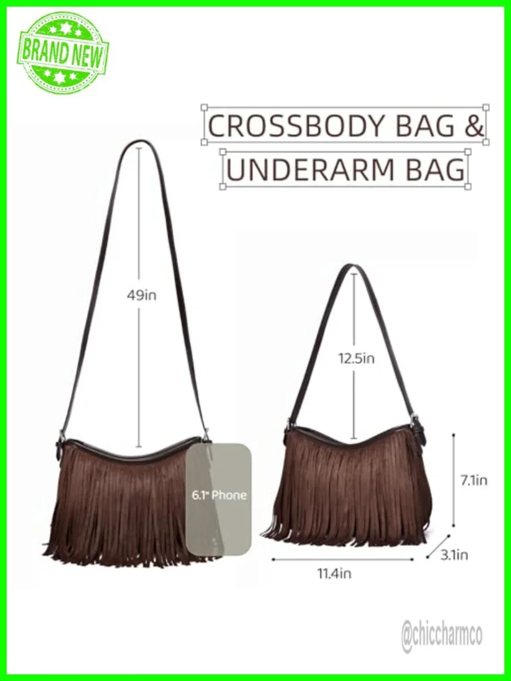 Women's Fringe Suede Hobo Bag with Tassel Crossbody Purse